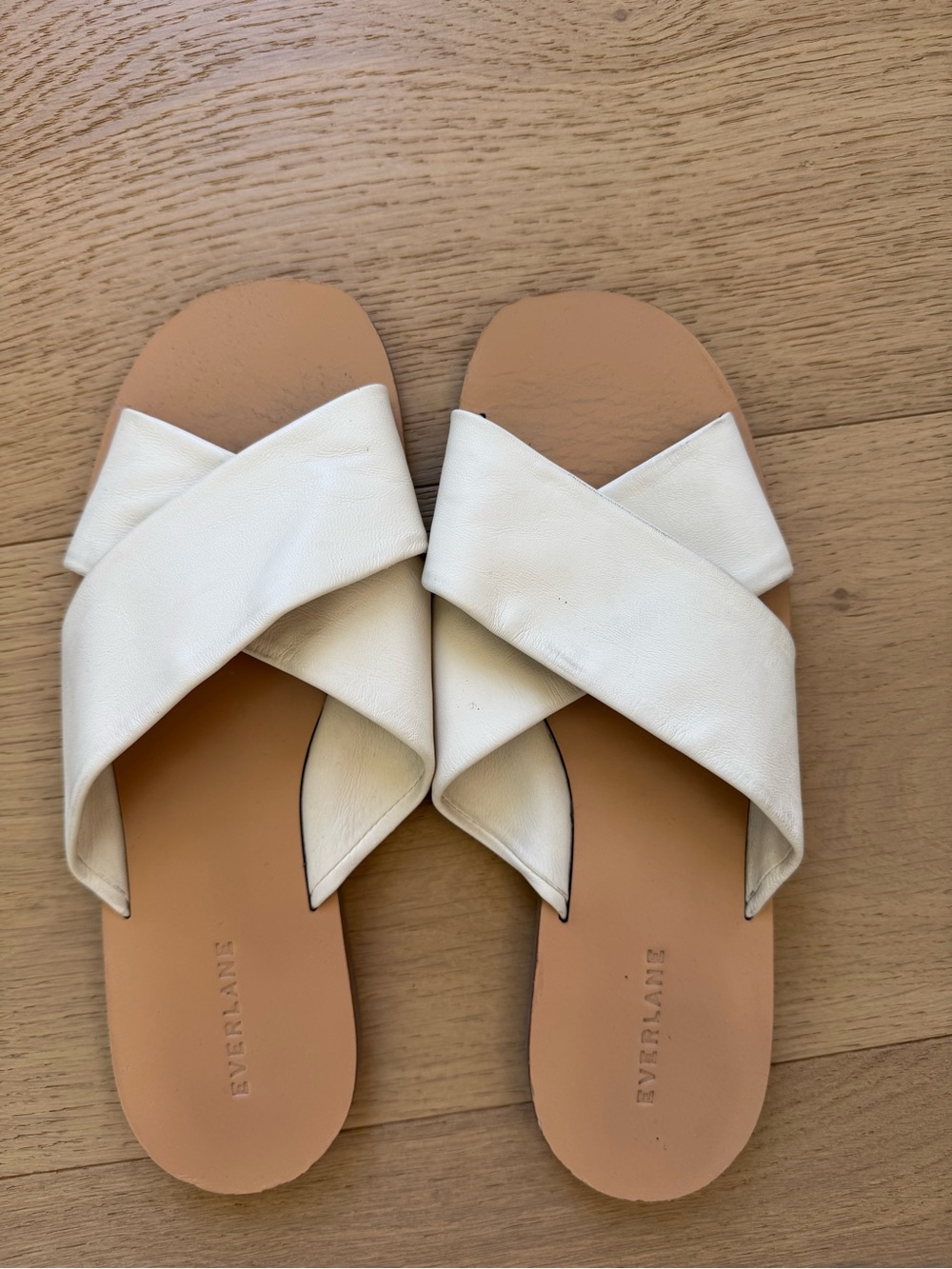 Everlane Cream Crisscross Slide Sandals